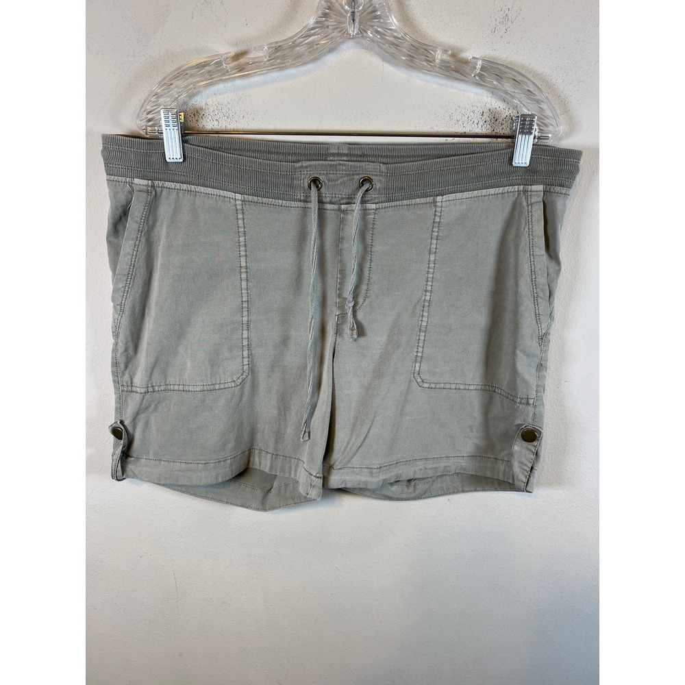 XCVI Womens Shorts Ribbed Waistband Sage Green Large